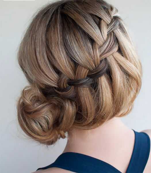Waterfall French Braid knotted Updo for 2016