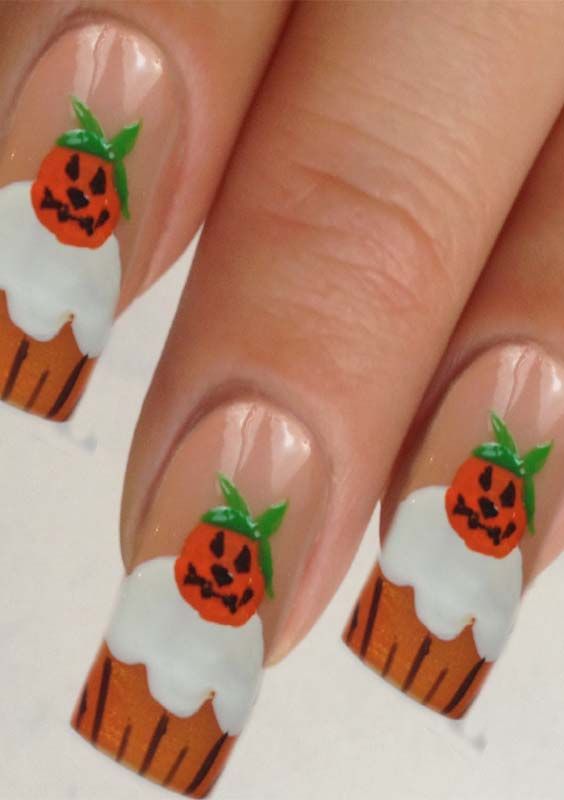 Cute Pumpkin Nail Art Designs and Images