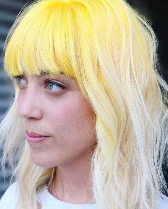 Amazing Yellow Short Hairstyle With Bangs