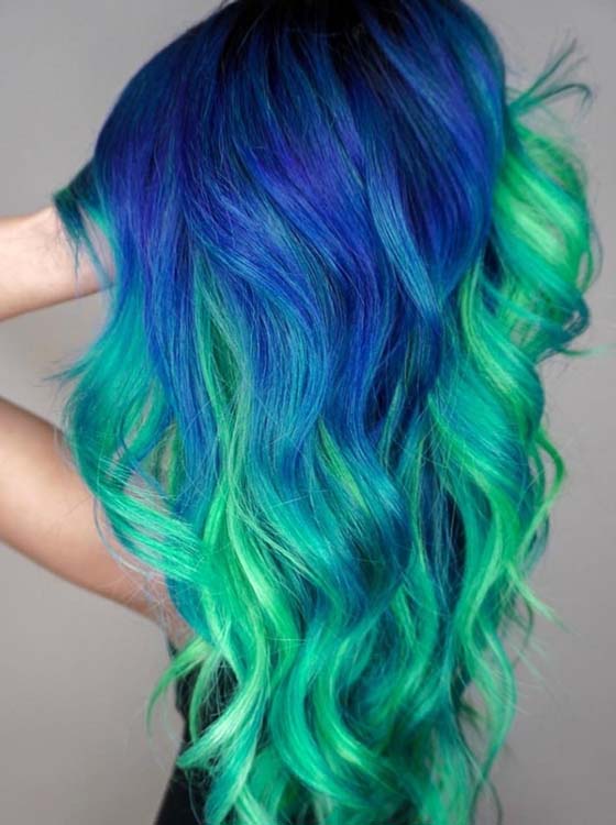 Beautifull Blue And Green Hair Colors