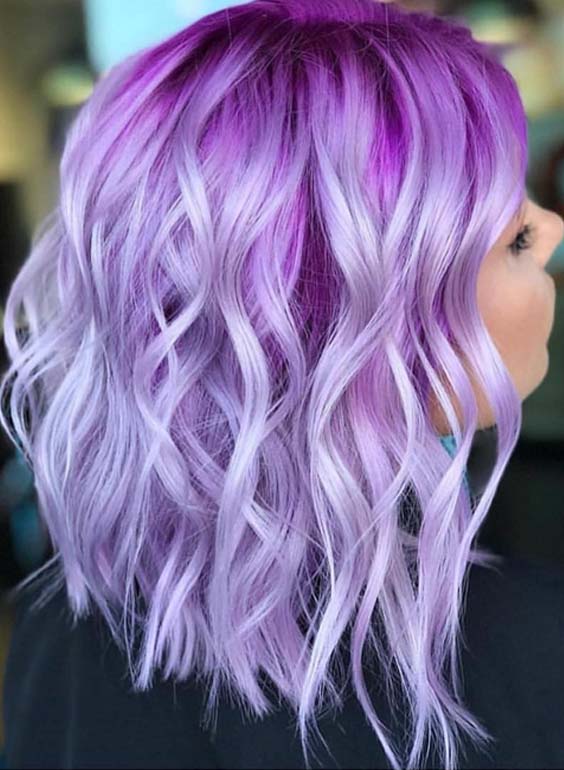 Lilac and Silver Lob Hairstyles in 2018