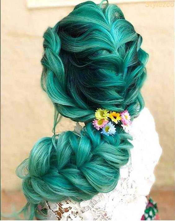 Amazing Green Braided Hairstyles for Long Hair In 2018