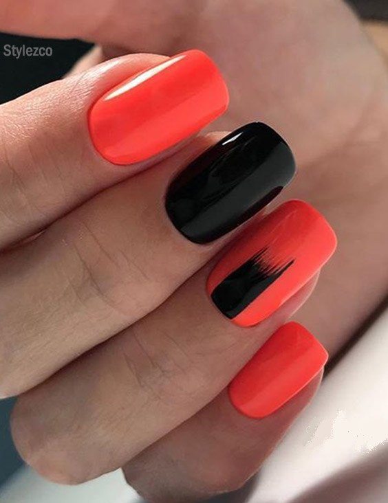 Cute Red & Black Nail Art Styles &Color Combination for 2018
