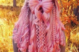 Fabulous Pink Braided Hairstyle With Curls in 2018