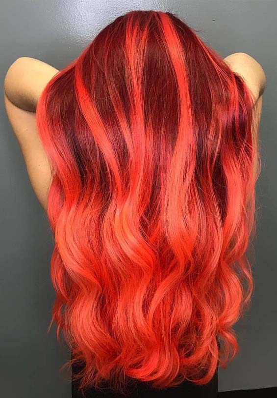 Fiery Red Hair Color Shades for Long Hair in 2018