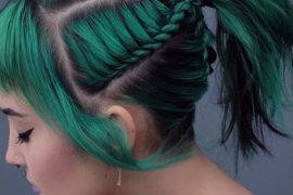 Green Colored Braided Ponytail Hairstyles for 2019