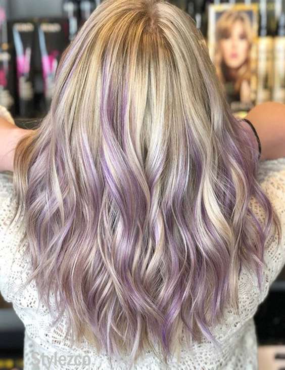 Lilac & Platinum Balayage Hair Color Highlights for 2019
