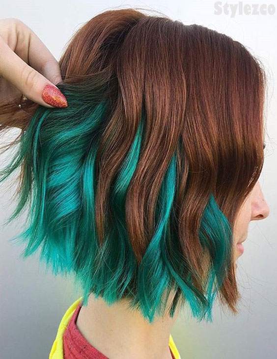 Brown & Green Hair Color Combinations for 2018-2019