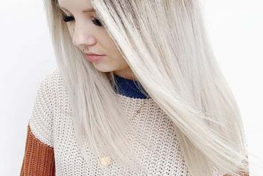 Bright White Blonde with Dark Roots in 2019