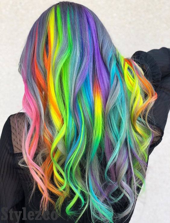Elegant Rainbow Hair Color Ideas & Styles for 2019