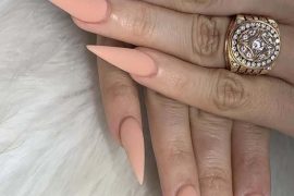 Gorgeous Almond Shape Long Nail Arts With Peach Nail Polish in 2019