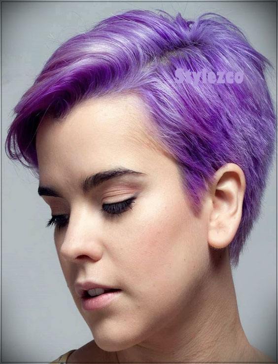 Lovely Purple Short Haircut & Hairstyles for Girls In 2019