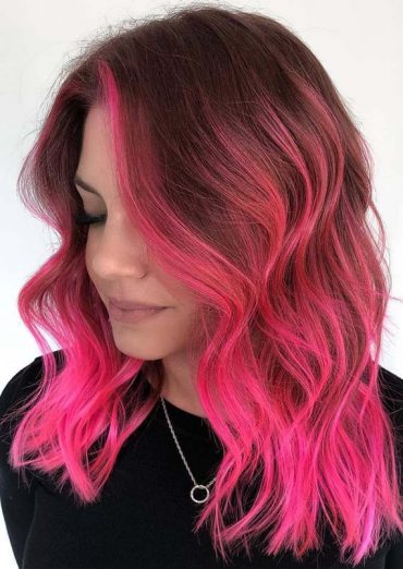 Pink Hair Color Shades with Dark Roots in 2019