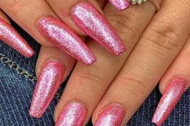 Sparkling Pink Nail Polish Ideas for Long Nails for 2019