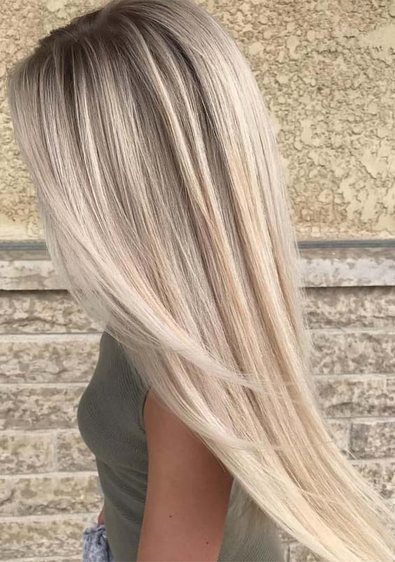 Platinum Balayage Hair Colors for Long Straight Hair in 2019