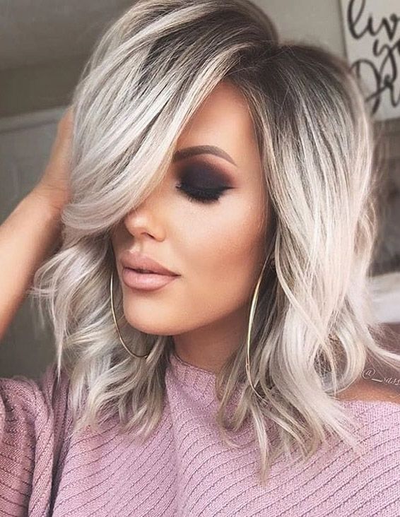 Awesome Silver Shoulder Length Hairstyles In 2019