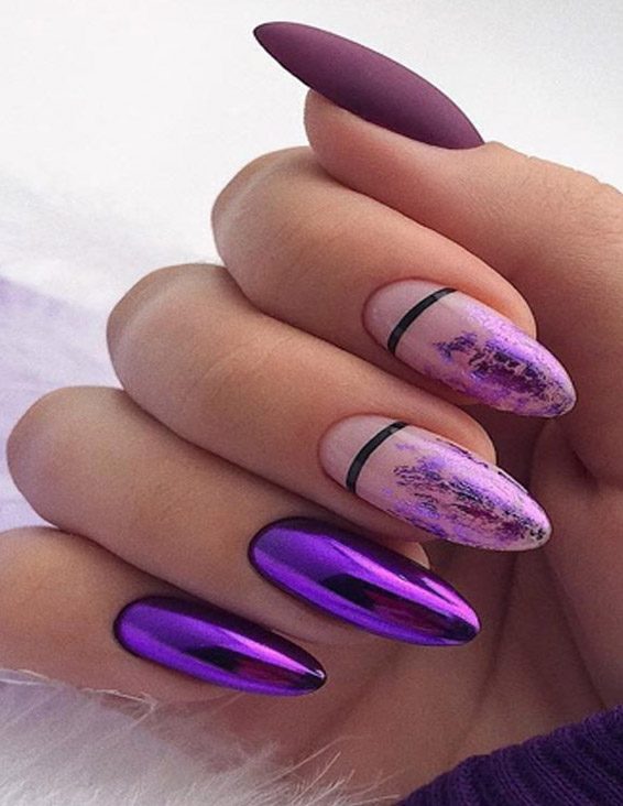 Purple Nail Art Styles for Long Nail In 2019