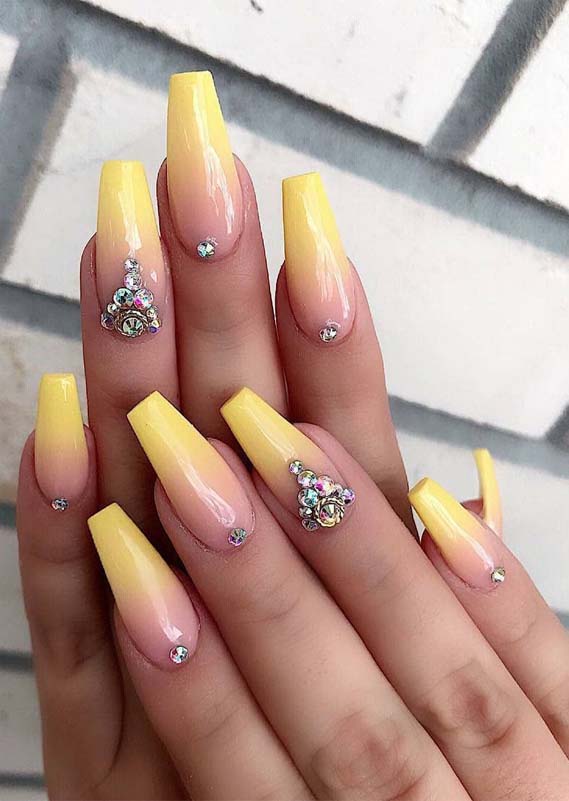 Superb Shiny Yellow Nail Arts Designs in 2019