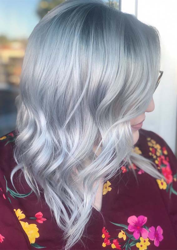 Titanium silver hair color trends for 2019