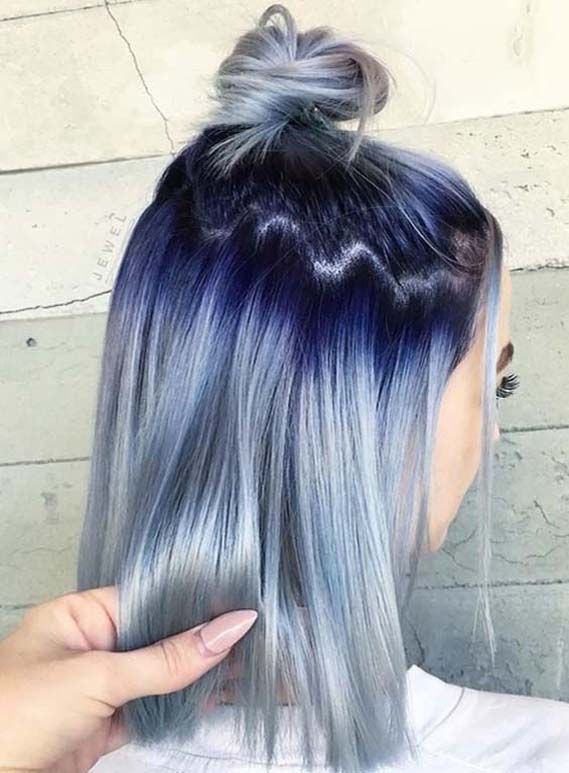 Blue Hairstyles with Top Bun Styles in 2019