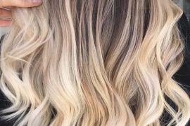Bright creamy textured blonde balayage hair color shades in 2019