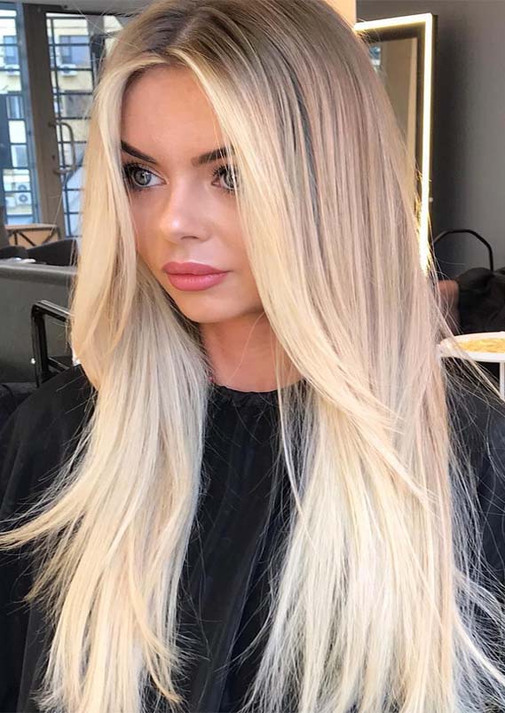 Cutest Bright Blonde Highlights for Sleek Straight Hair in 2019