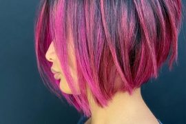 Pink Fruit Balayage Hairstyle for Short Hair
