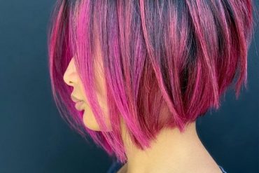 Pink Fruit Balayage Hairstyle for Short Hair