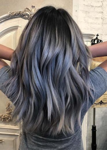 Steel blue balayage hair color ideas to follow in 2019