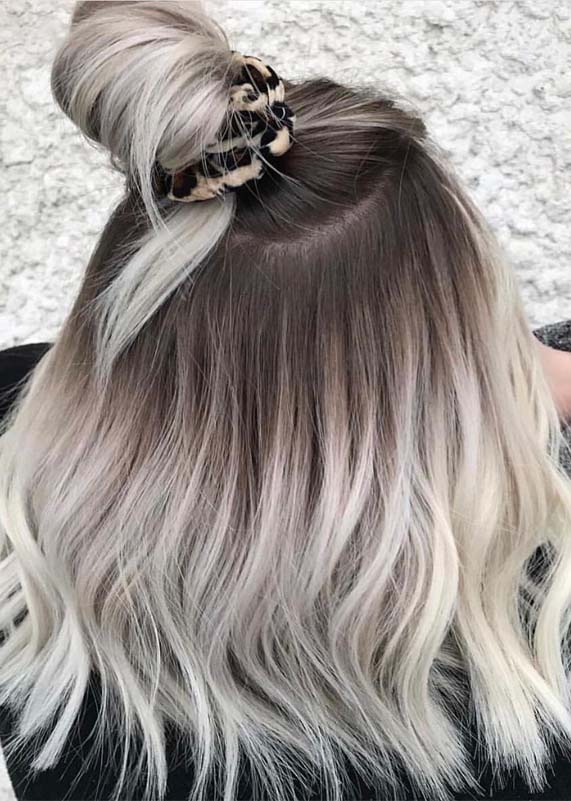 Redken blonde hair color ideas with top bun Styles