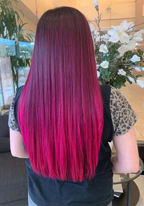 Sleek Straight Pink Hairstyles for Women 2019