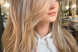 Long Balayage Hairstyles with Bangs for Women 2019