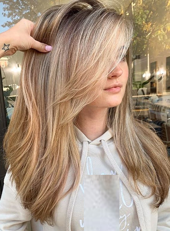 Long Balayage Hairstyles with Bangs for Women 2019