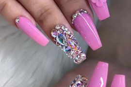 Pink Nail arts with Pearls for Girls to Try in 2020