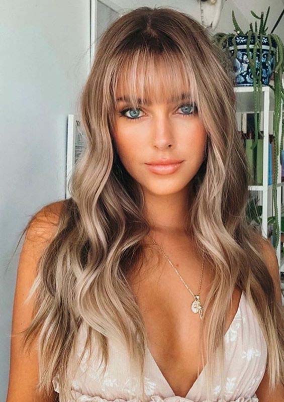 Long Balayaged Hairstyles with Bangs for Women in 2020