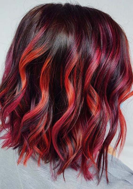 Modern Red Balayage Hair Color Tones for Women 2020