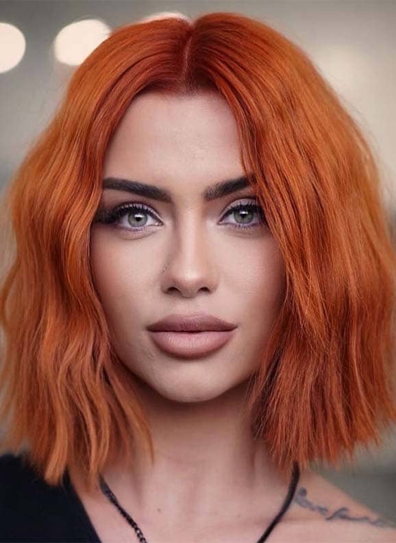 Beautiful neon orange Hair Color for Short Hair
