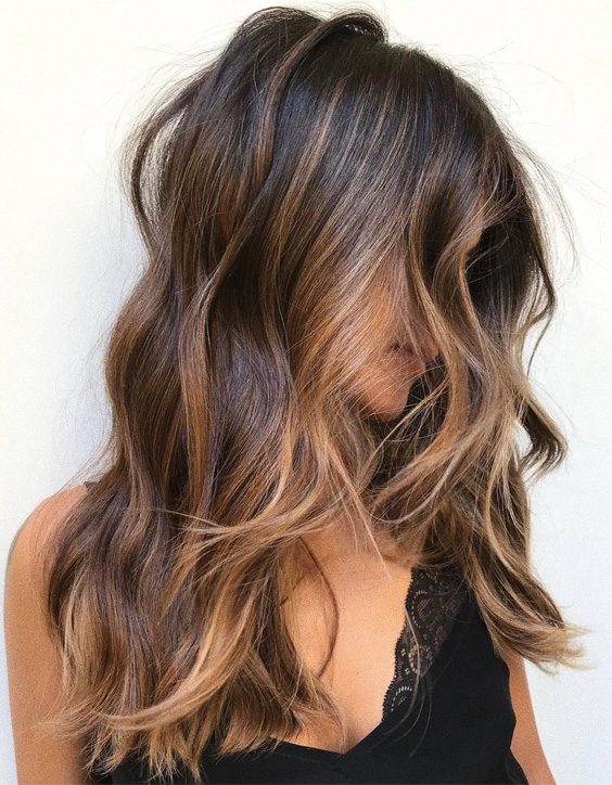Gorgeous Brown Balayage Hair Color Style for Long Hair